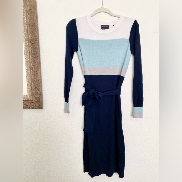 Barbour Knit Striped Colorblock Sweater Dress Quiet Luxury Basic Preppy - Picture 4 of 7